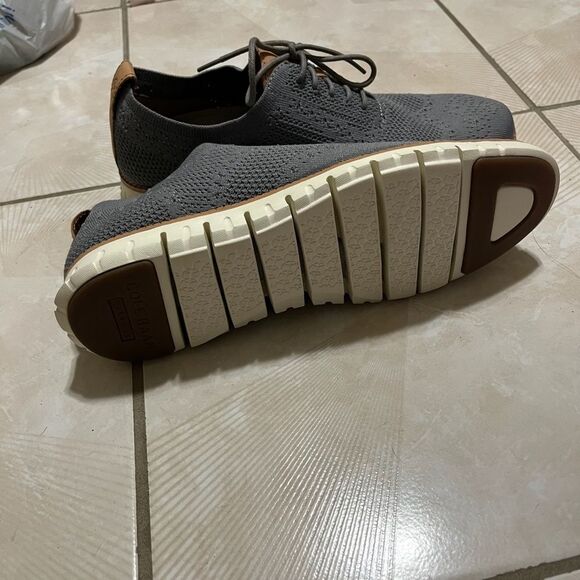 Cole Haan Mens Size 8.5 Gray Knit Wingtip Oxford Shoes - Picture 4 of 4